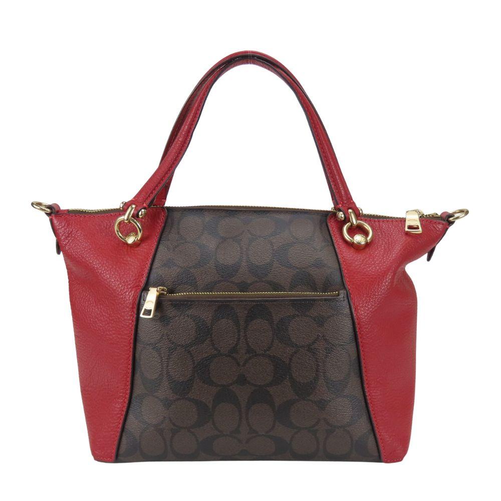 Used COACH Handbag Signature C6230 PVC/leather Brown Red Shoulder