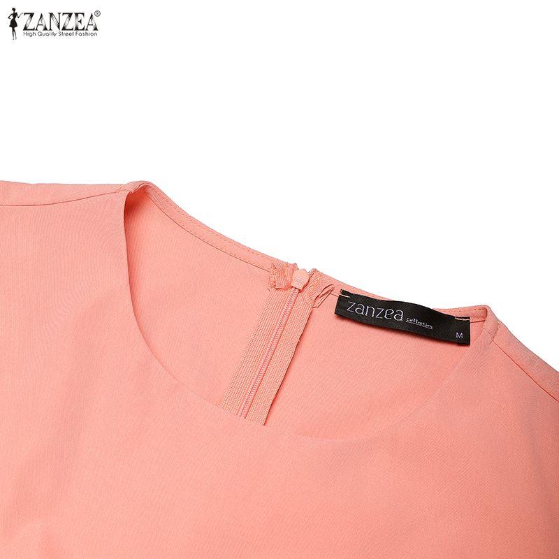 ZANZEA Women Elegant Casual Round Neck Half Sleeve Dress