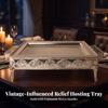 Serving Tray with Handles Embossed Metal Serveware Easy To Clean