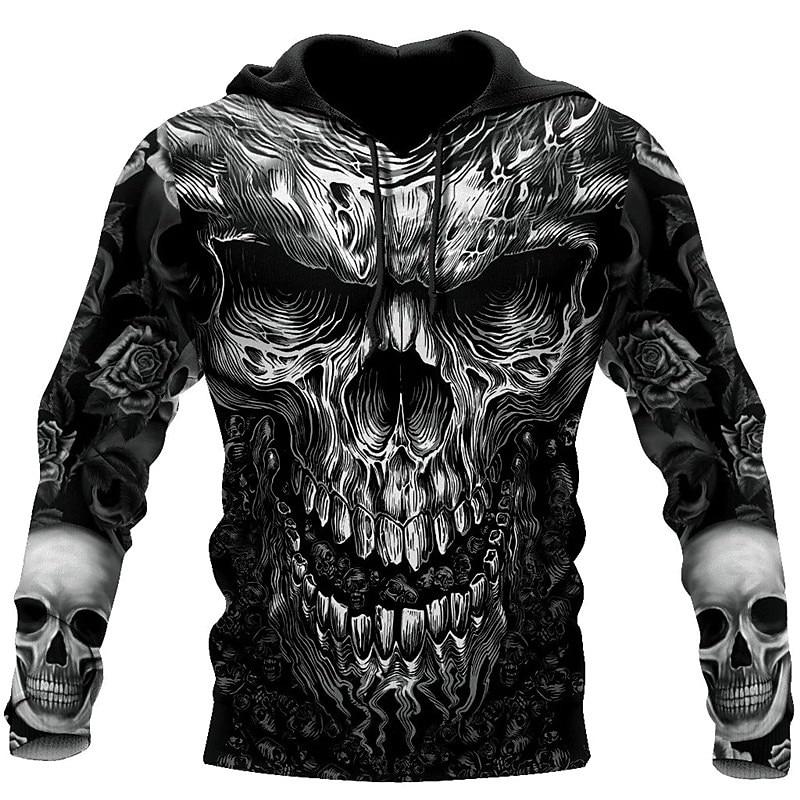 Men's Skull Graphic Prints Hoodie Hoodies Sweatshirt Streetwear Designer Long Sleeve Hooded Daily Sports 1 2 Print Spring & Fall Designer