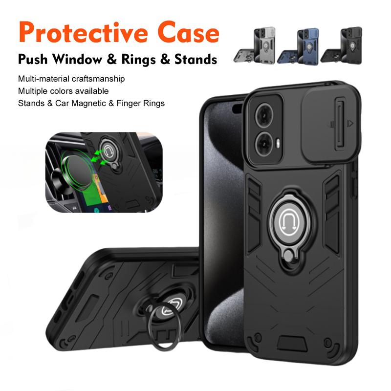 Ring Holder Armor Case for Moto Edge 50 40 Neo Pro Fusion G85 G55 G35 G84 G54 G64 34 24 Power 14 04S G 5G 2024 Shockproof Cover