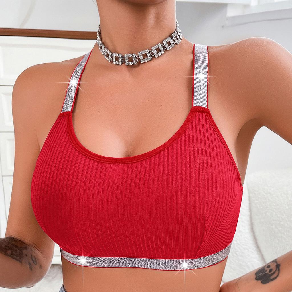 Women's Bra Underwear Beautiful Back Gathered Side Y-shaped Ribbon Outer Wear Vest Top