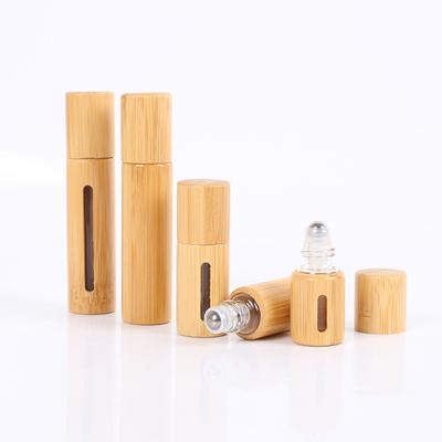 1Pcs Bamboo Roll On Bottle 3/5/10Ml Wood Roller Bottle Essential Oil Lip Gloss Refillable Tube Empty Jar Glass Perfume Bottle