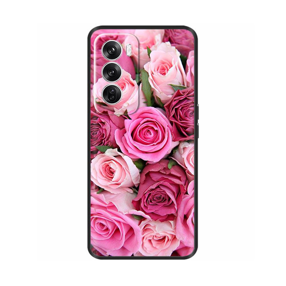 For OPPO Reno 12 5G Case Flower Painted Soft TPU Silicone Case Cover for Oppo Reno12 Pro Protective Shells On Reno 12Pro Capa