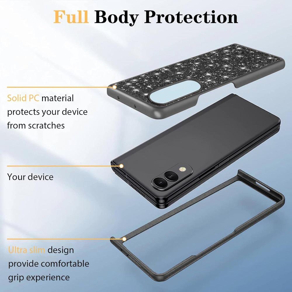 Fold8 / Ultra luxusní třpytivý pokovený Bling kryt pro Samsung Galaxy Z Fold 8 Ultra 7 6 5 Fold8 ZFold Pevný PC nárazuvzdorný kryt