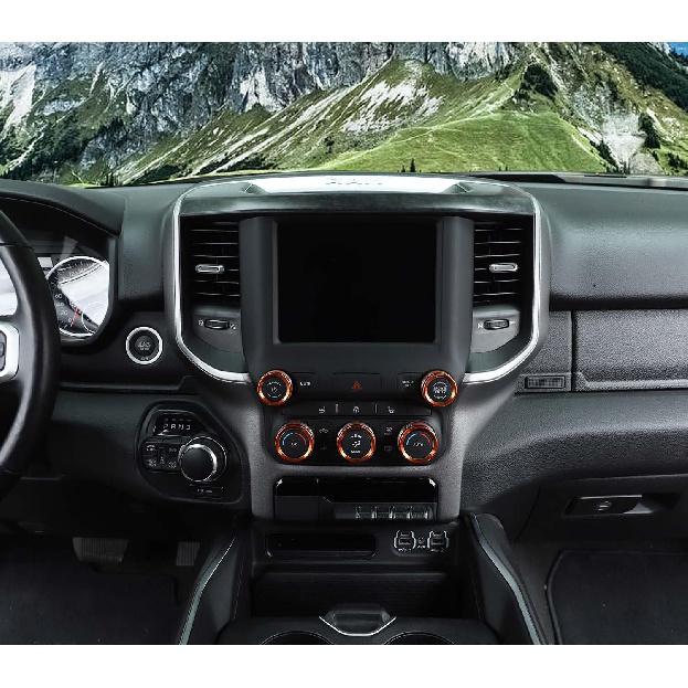 RT-TCZ Center Control AC Radio Switch Knob Cover Volume Tune Switch Knob Button Cover Trim Ring Aluminium Alloy Interior Accessories for Dodge RAM