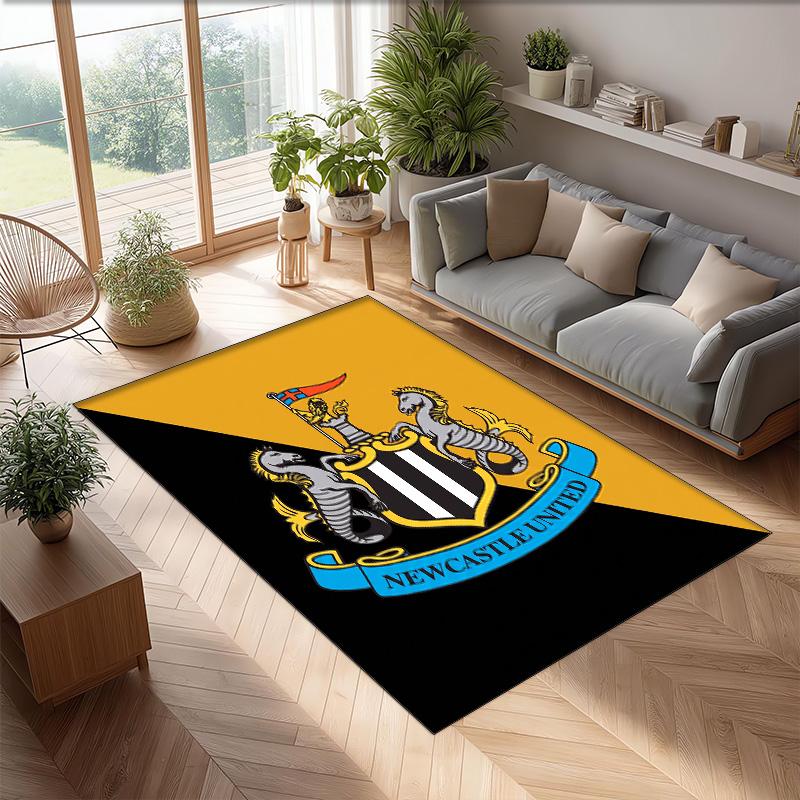 Tappeto in Velluto di Cristallo con Stampa di Calcio del Newcastle United, Comodo Assorbente d'Acqua Antiscivolo Tappeto per Pavimento Interno