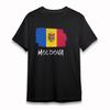 Women's Cotton T-Shirt Moldova Blue Yellow Red Tee Short Oversize Shirt Black