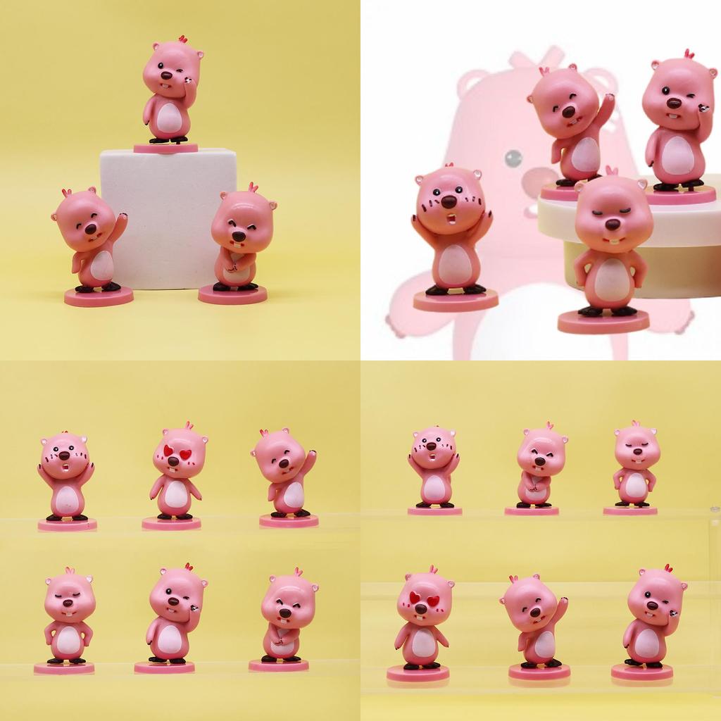 Cute Pink Beaver Figure 2nd Generation Blind Box Pvc Toy Car Desk Decor Gift For Girls