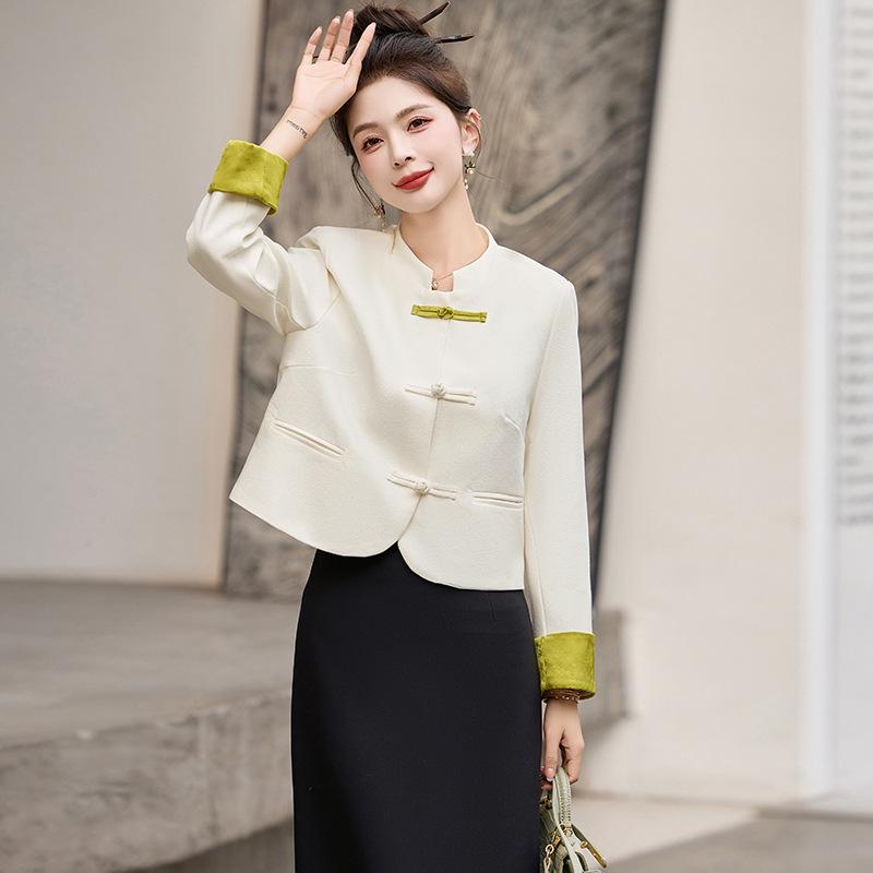 2024 Autumn Women's Two-Piece Set: Pan Buckle Jacket & Mid-Length Skirt - New Chinese National Style DJ5803