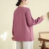 Plus Size Embroidered Cotton Linen Long-Sleeve Cardigan for Women