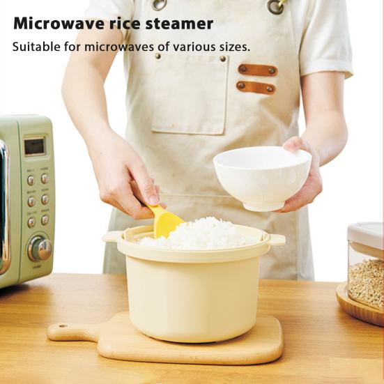 Microwave Rice Cooker BPA-Free Safe Steamed Lunch Box 2-2.5 Cups Capacity Healthy Cooking Container