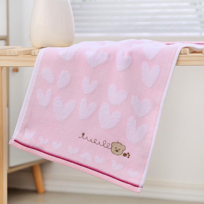 

KIDS Soft Children s Cotton Towels Family Children Wash Face Towels Cute Cartoon Bear Face Hand Towel Bathrobe Home Textile Moon 26x50CM&1pc рожевий