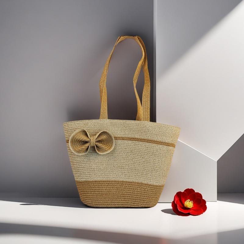 Strohtasche Damen Sommerwind neu Strand Meerseite Outdoor Urlaub Großraum Schultertasche