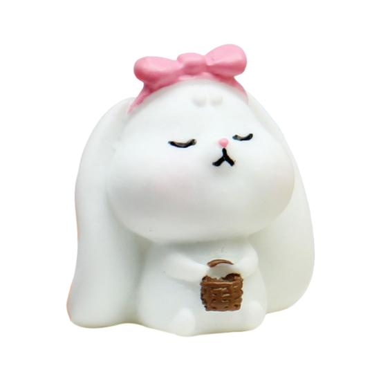 

Декоративная статуэтка кролика, украшение для милого кукольного домика, микроландшафтный орнамент из смолы, автомобиль розы красного