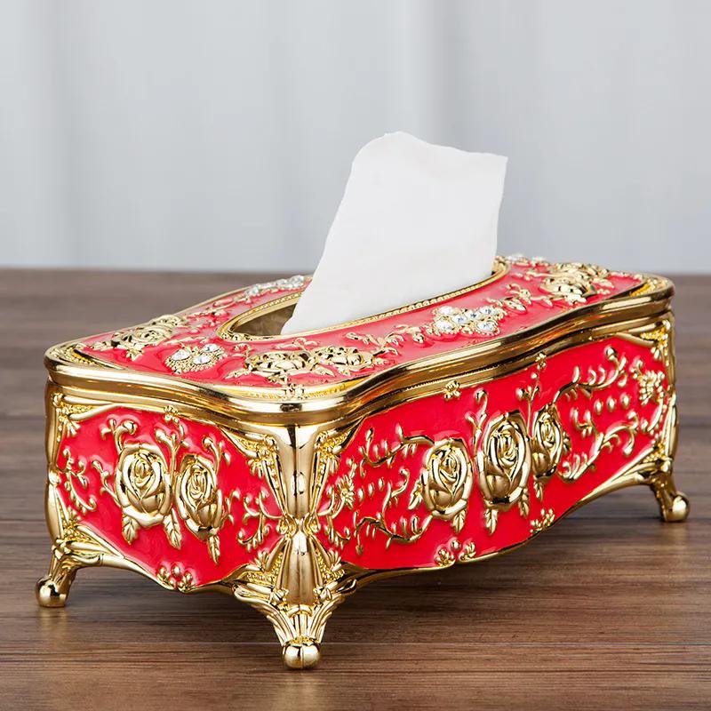 WTEMPO European-style Retro Fashion Table Storage Boxes Home Tissue Boxes High-end Napkin Boxes Creative Tissue Holders