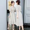 Polka dot dress women's summer new waist and thin V-neck fairy dress super fairy sweet long skirt