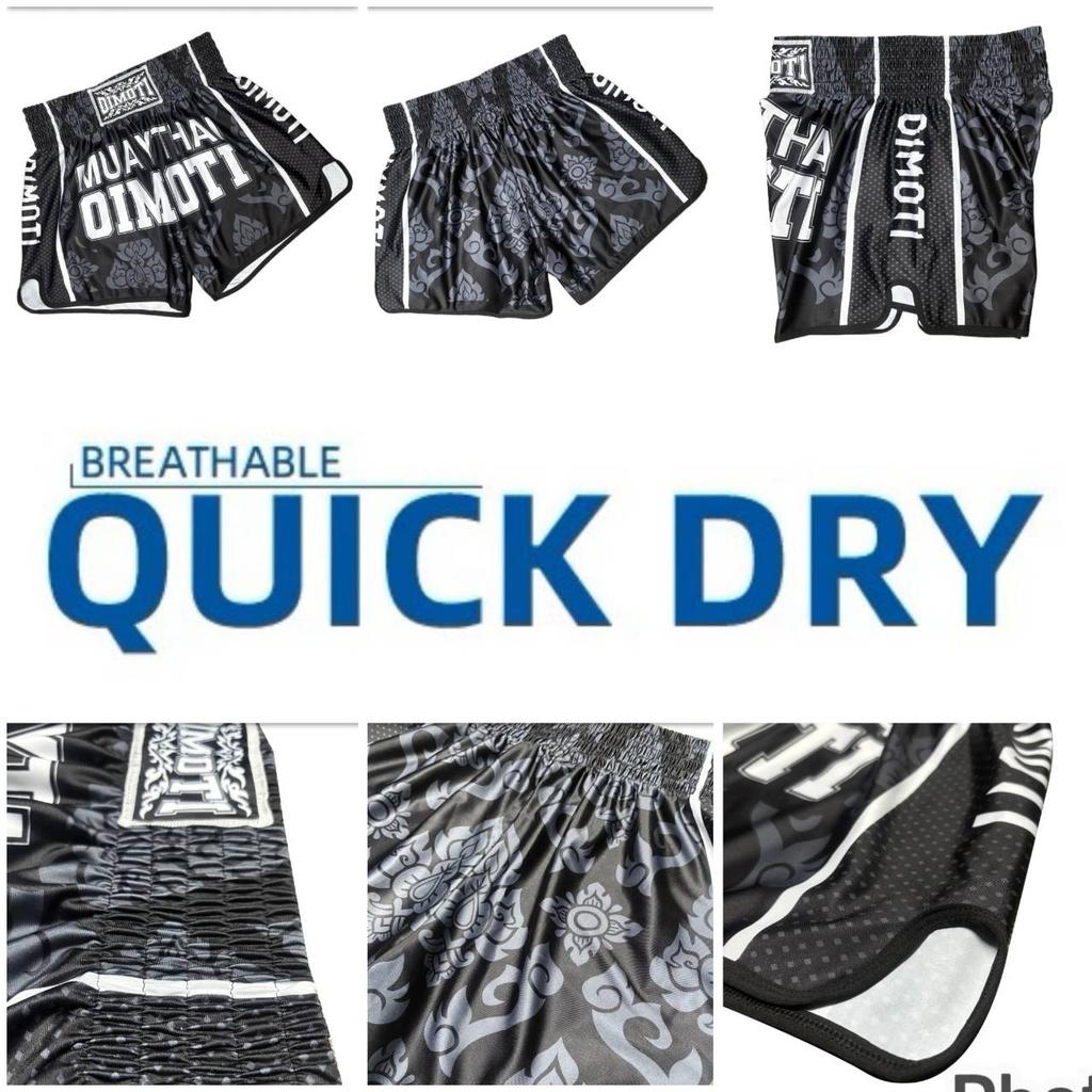 Thai Drawing Black Muay Thai Kickboxing Boxing MMA UFC Casual Shorts Gym Sport Unisex Men Women Workout Quick Dry Print Elastic High Waist Training
