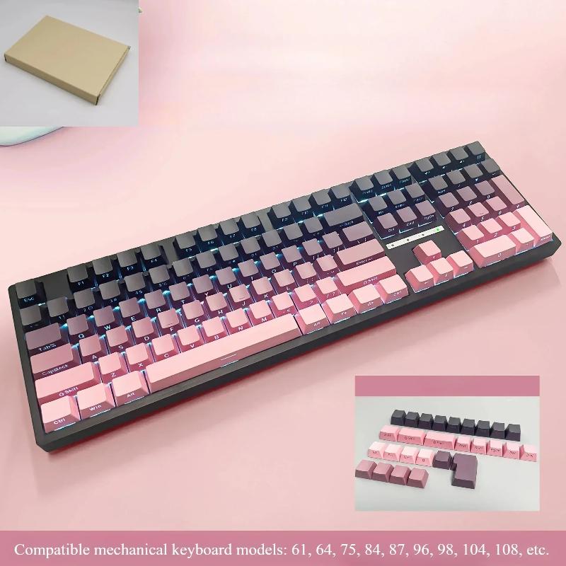 2025 Good Gradient Keycaps Side Printed Shine Through PBT Double Shot OEM Profile for MX Switches Gaming Keyboard 130+key Caps