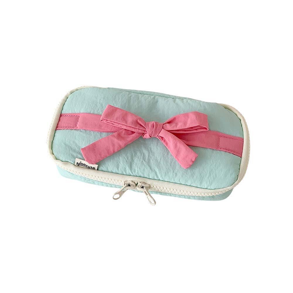 Desktop Storage Bow Stationery Bag Sweet Lace Bow Pencil Pouch Korean Style Pencil Case  Office