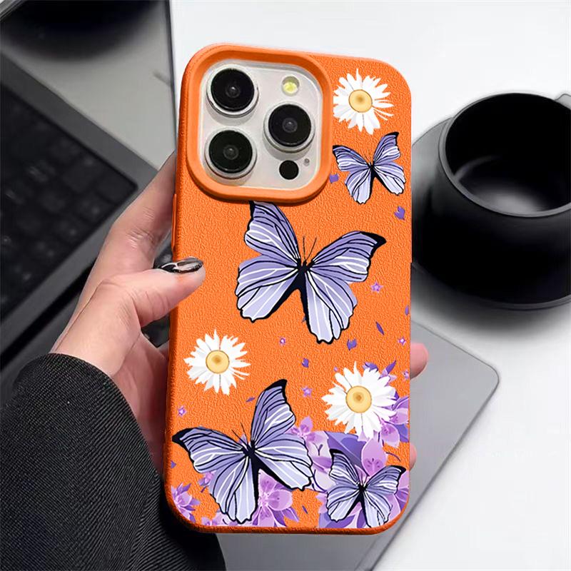 Cartoon Butterfly Flower Case For iPhone 16 Pro Max 15 14 13 12 11 Shockproof Slim Soft Silicone Case Cover