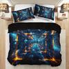 Tech Space Plaid Soft Duvet Cover Set Breathable Polyester Machine Washable Perfect for Al Seasons High-definition Print Beding Set