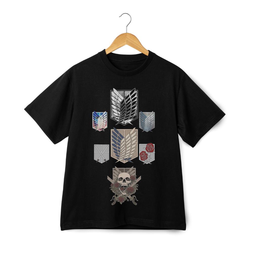 Attack On Titan Regiment Crests Graphic T-Shirt - Scout Survey Corps Street Tee