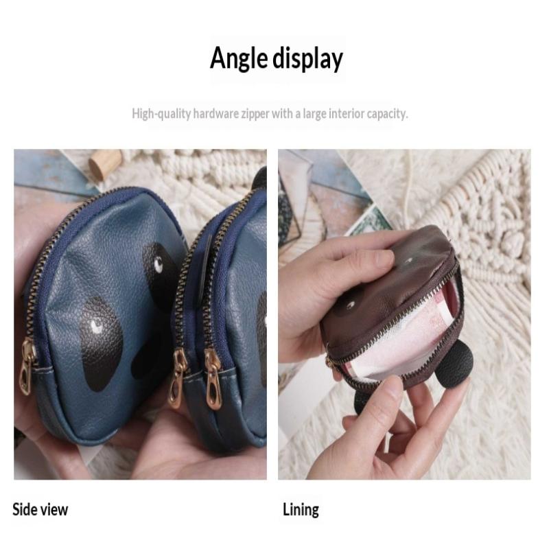 Creative Double Layer Coin Purse Panda Shape Multifunctional Key Bag Zipper Portable Small Handbag