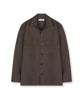 BESLOW Military Convertible Collar Shirts Mocca