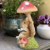 Resin Solar Mushroom Lamp Cute Animal Statue Light Desktop Decoration Rabbit Lawn Lamp  Flowerpot