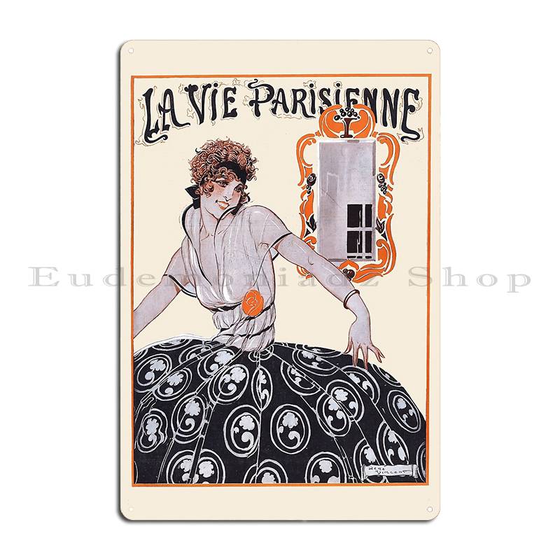La Vie Parisienne September 1920 Art Deco Metal Sign Create Wall Cave Living Room Printed Cinema Tin Sign Poster