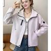 Womens Short Hooded Windbreaker Jacket Casual Loose Fit Oversized Coat