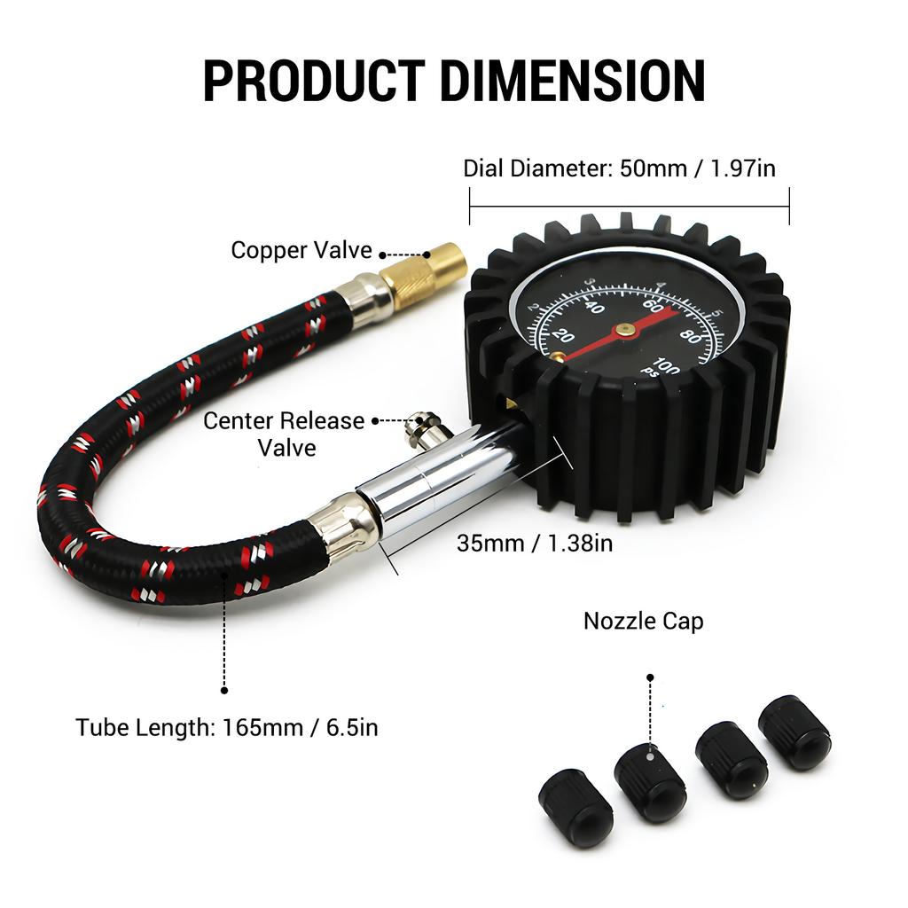 0~100PSI Automobilový měřič tlaku v pneumatikách Měřič tlaku v pneumatikách Měřič tlaku v pneumatikách Měřič tlaku v pneumatikách