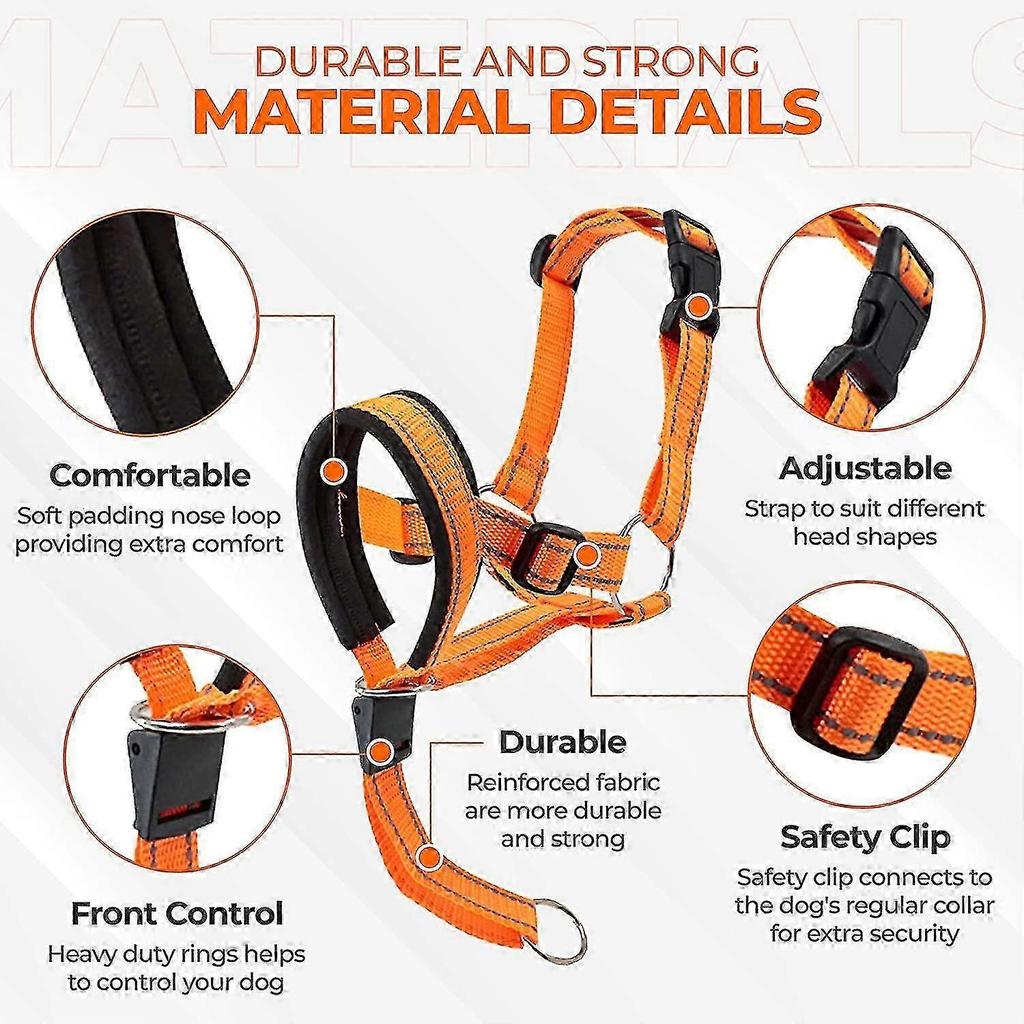Dog Head Halter With Safety Strap, Dog Head Collar With Reflective Strap, No-pull Dog Collar Adjustable Dog Harness Training-In Stock 25-26