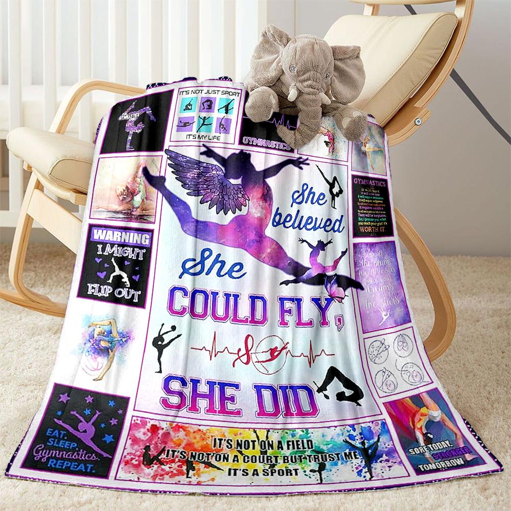 Gymnastics Art Quotes Blankets Are Suitable for Living Rooms, Bedrooms, Camping, and Other Places, Making Them an Ideal Choice for Gifts.