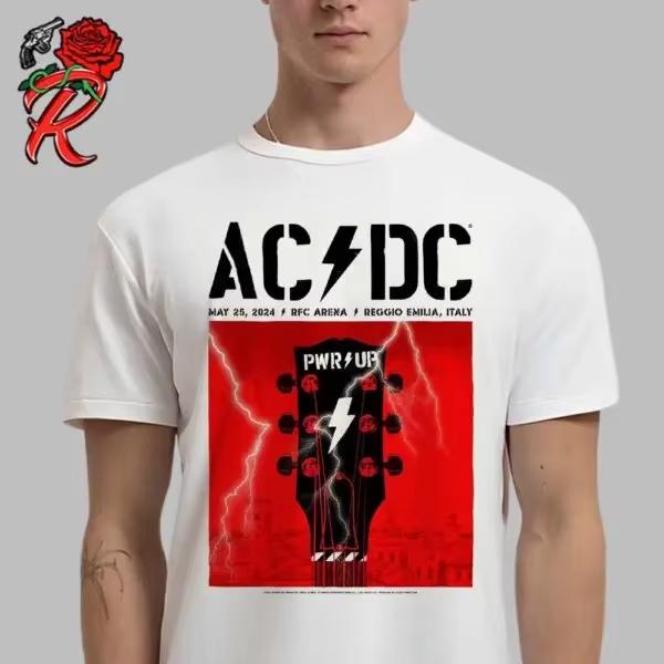 AC DC Band Concert Summer 2025 Europe Tour Poster Classic Men's and Women's T-shirt Parent-child Printed Short Sleeve