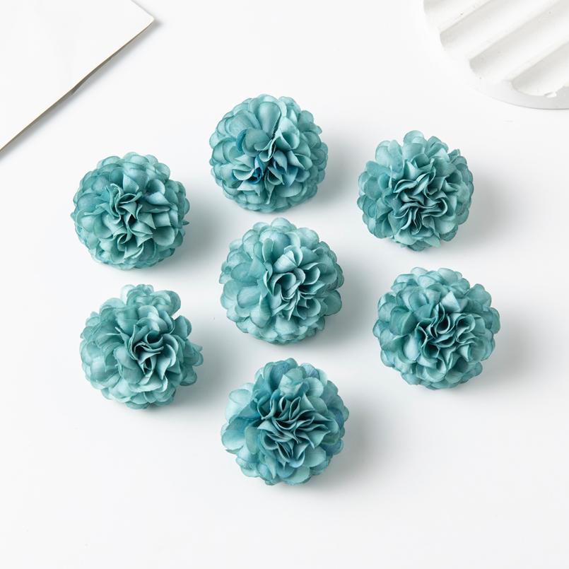 

10/50 шт. Искусственные цветы Шар Хризантема Свадьба Скрапбукинг Рождество Домашний декор Венки Головной убор Ремесло Шелковая гвоздика 10pieces небесно-голубой