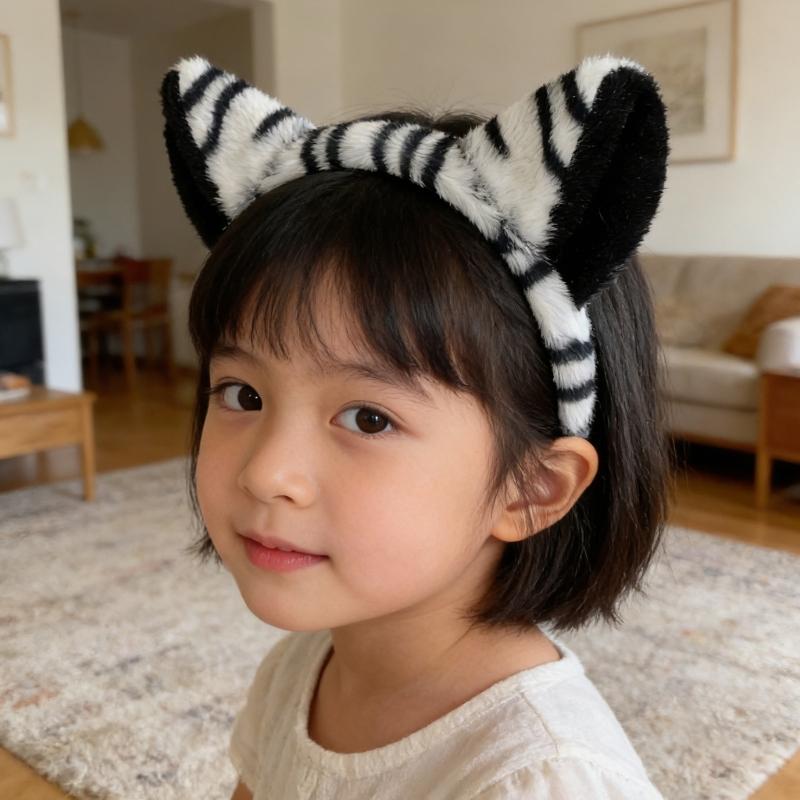 1/3Pcs Kids Zebras Costume Set Zebras Ear Headband Tail Bowtie for Halloween Christmas Cosplay Animal Dressing Up Set
