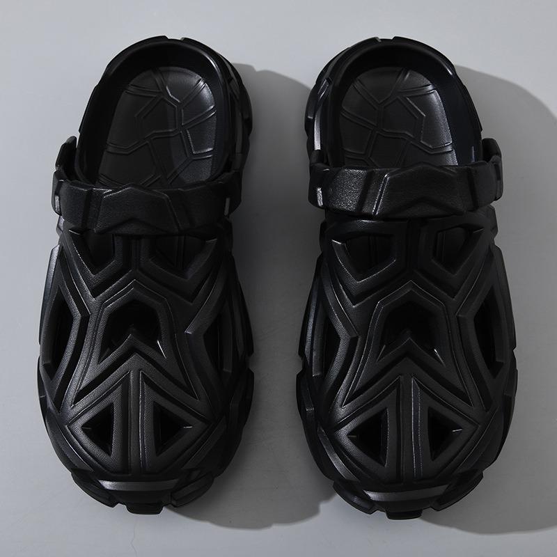 

Hole shoes men s summer wear wear wear-resistant non-slip bag head drag EVA outdoor versatile height-increasing cool slippers 40-41 чорний