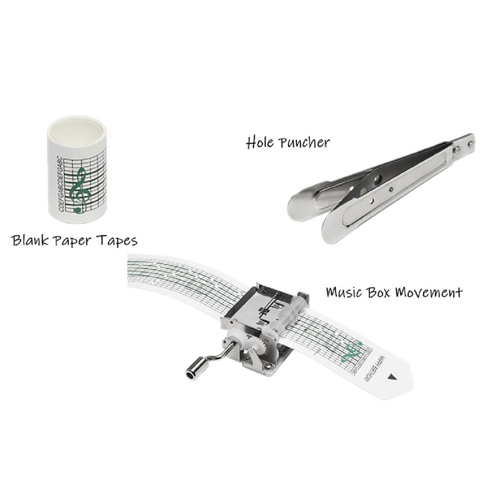 Compact 15 Note Tape Hand Crank Music Box Movement 15 Note Paper Tape Instrument Great Gift for Creative Individual