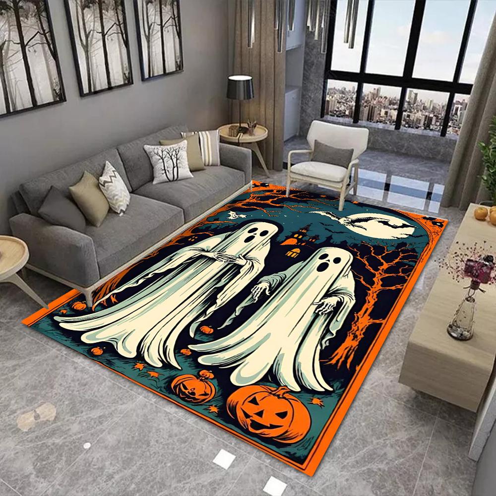 Halloween Pumpkin Print Area Rugs Anti Slip Machine Washable Carpet Bedroom Living Room Bathroom Dormitories Floor Mat