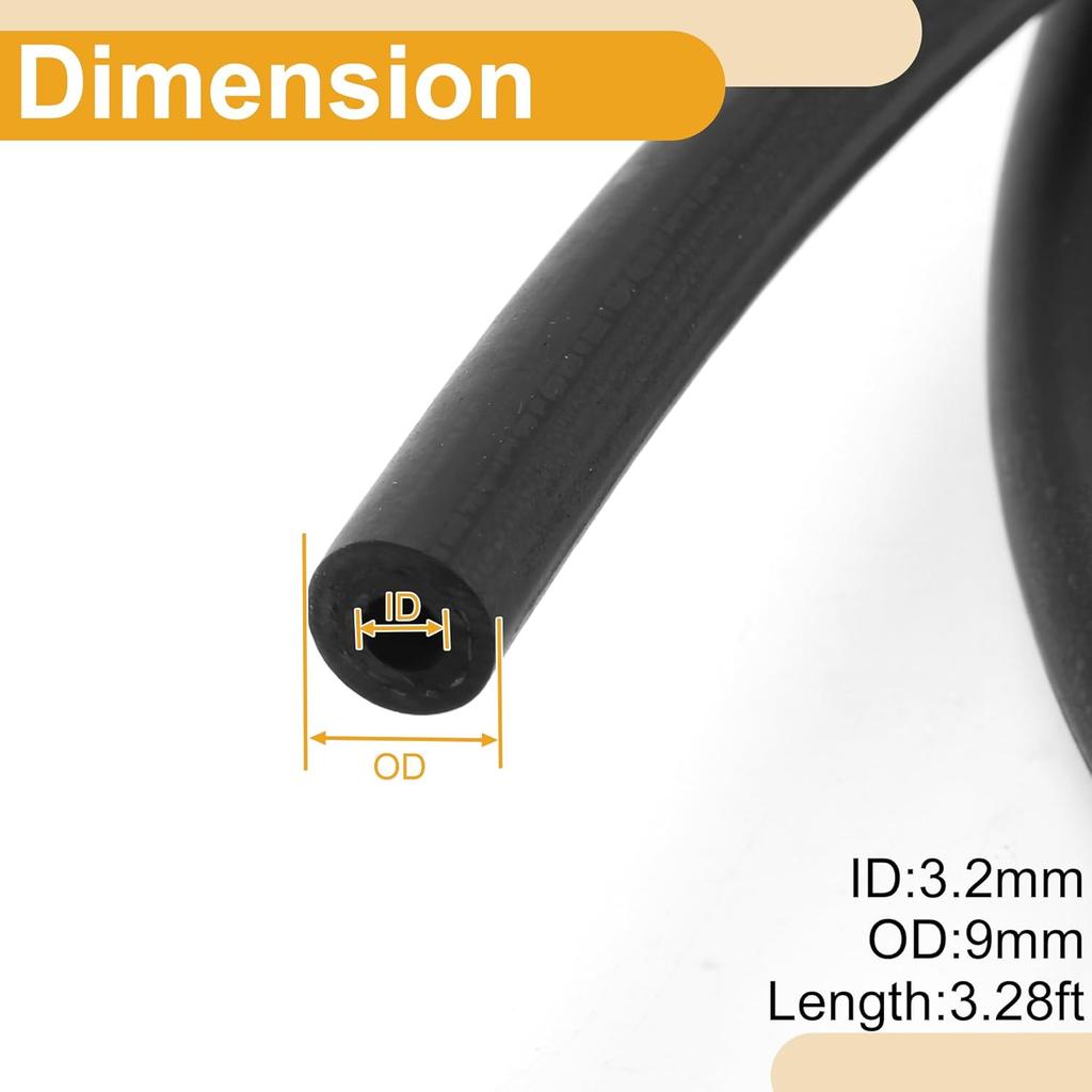 1/8" Fuel Line Kit 3.28ft Vacuum Hose Automotive Fuel Hose with 8 Clamps 1 Set