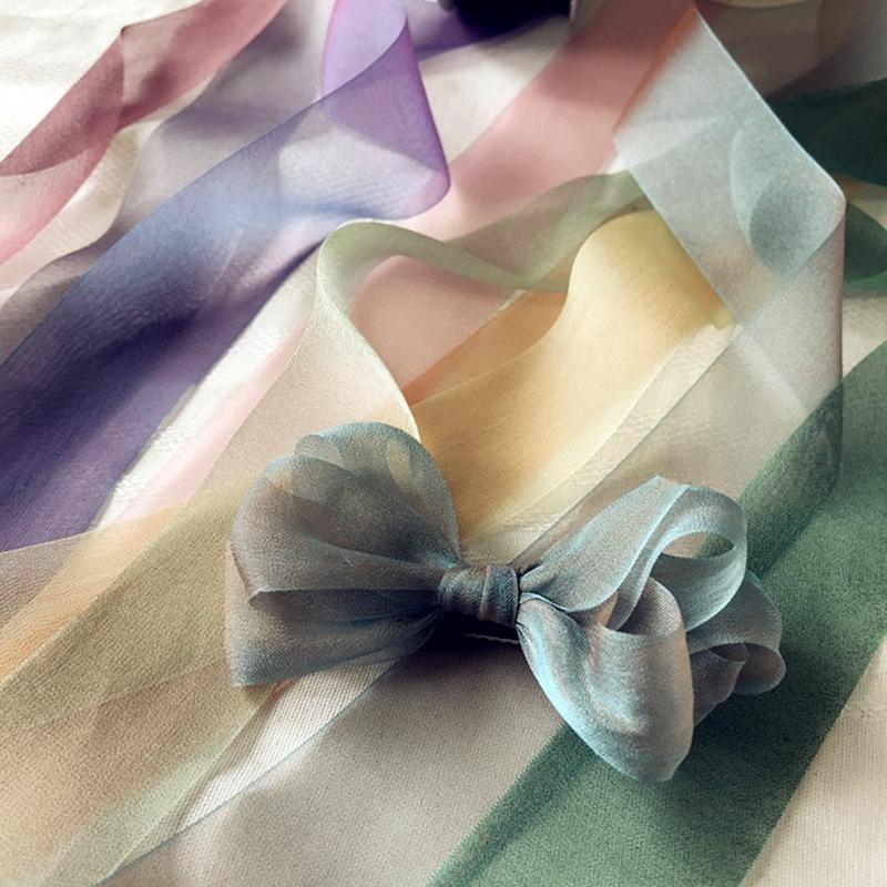 1Roll Sheer Organza Ribbon Chiffon Silk Ribbon for DIY Craft Gift Wrapping Christmas Decoration Wedding Bouquet Sewing Supplies