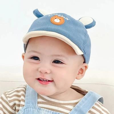 Boys Girls Casual Infant Peaked Hat Cartoon Bear Baby Baseball Cap with Ears Cute Animal Sun Hat For