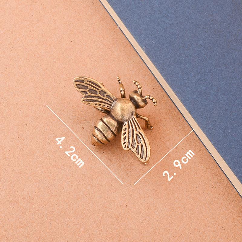 1 Piece Miniature Simulation Insect Desk Ornament Brass Bee Figurines Table Tea Pets Antique Copper Crafts Home Decoration