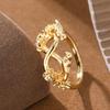 Bague ancienne en cuivre pour femme sculptée de deux oiseaux et de fleurs, design infini, idéale pour les banquets et les fêtes.