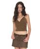 TOOMUCHTAX Faux Leather Cami Top Brown