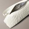 Calvin Klein Elegant Niche Design Pleated Armpit Bag Mixed Material Shoulder Bag Medium Size Women's Milk White