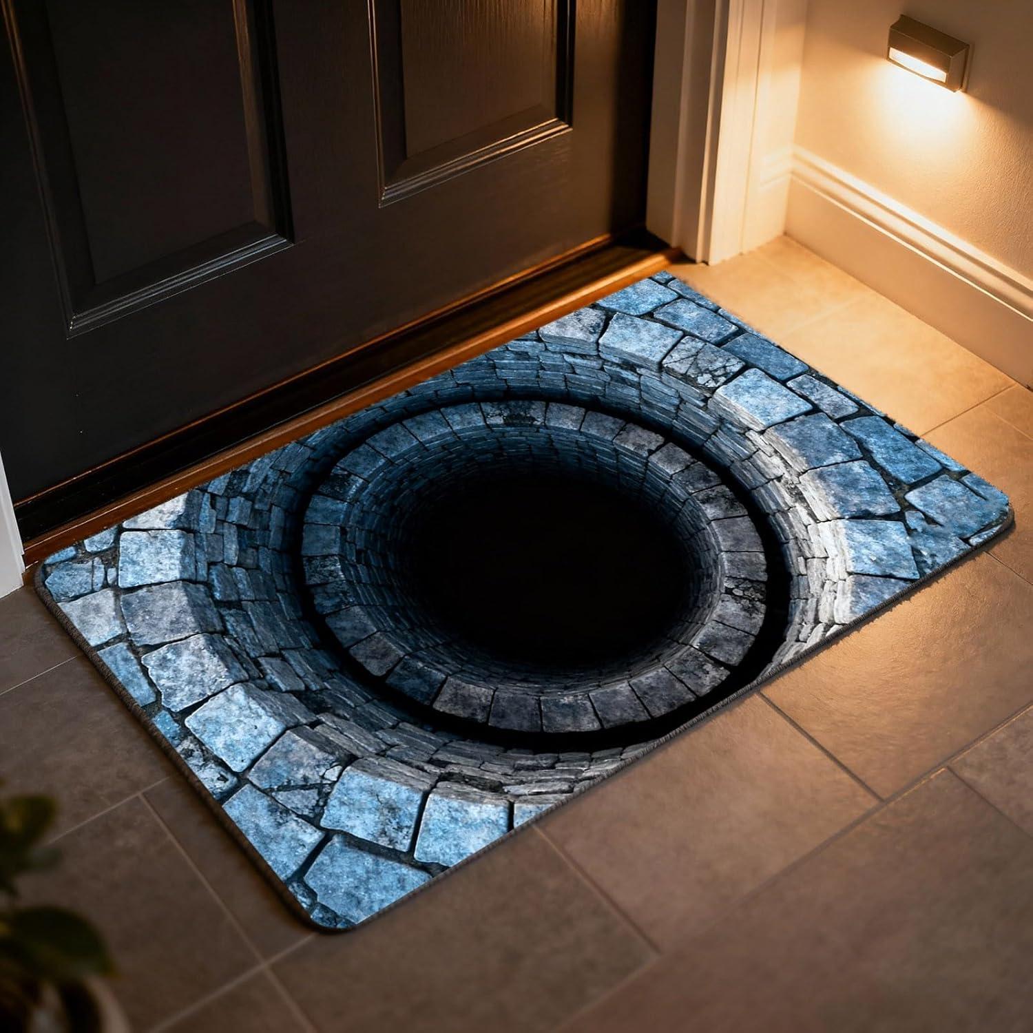 

2D Print Funny Cat in Hole Design Door Mat Soft Non-Slip Entryway Rug Pranks Funny Indoor Outdoor Home Decor Decor Carpet 40x60cm