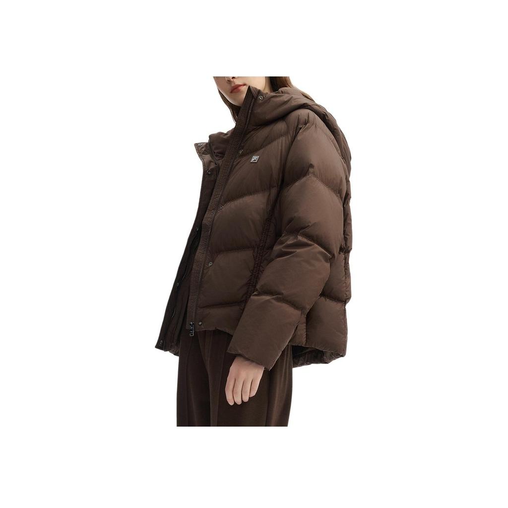 FILA White Series Loose Warm Hooded Down Jacket Women outerwear Rust-Brown F11W443904FBN